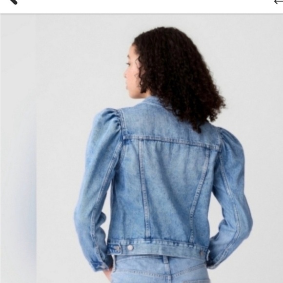 NWOT Gap Puff Sleeve Icon Denim Jacket Size XL - Picture 2 of 5